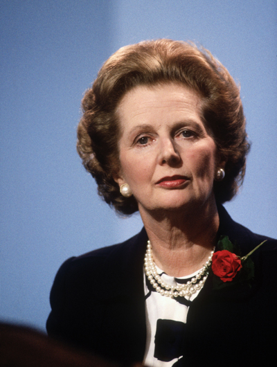 BOURNEMOUTH, ENGLAND - OCTOBER 10:  (FILE PHOTO)  Margaret Thatcher, British Prime Minister, addresses the annual Conservative Party Conference on October 10, 1986 in Bournemouth, Dorset. (Photo by David Levenson/Getty Images)