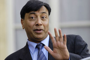 Lakshmi Mittal, Arcelor Mittal's President and Chief Executive Officer, leaves the Elysee Palace in Paris